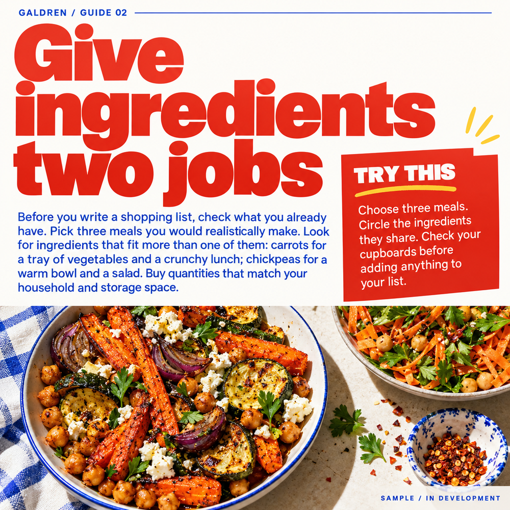 The Clever Food Shop &mdash; sample page design preview. Full text transcript provided alongside.